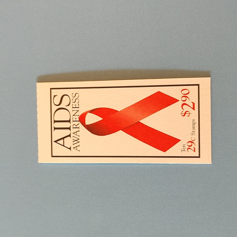 AIDS awareness I guess breast cancer awareness stamps